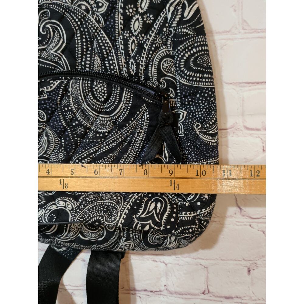 Vera Bradley Essential Sling Backpack Stellar Paisley Black White Quilted - Picture 11 of 12
